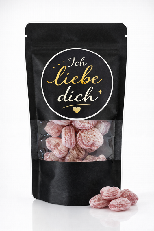 Ich liebe dich - Himbeereherzen Bonbon - handgemacht