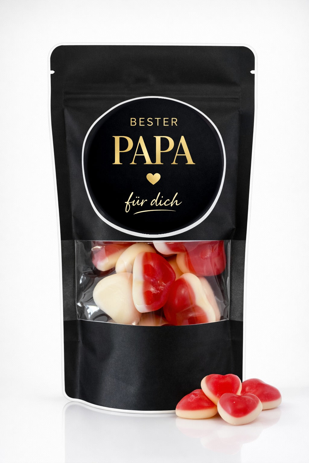 Bester Papa – Fruchtgummi-Herzen im Doybag